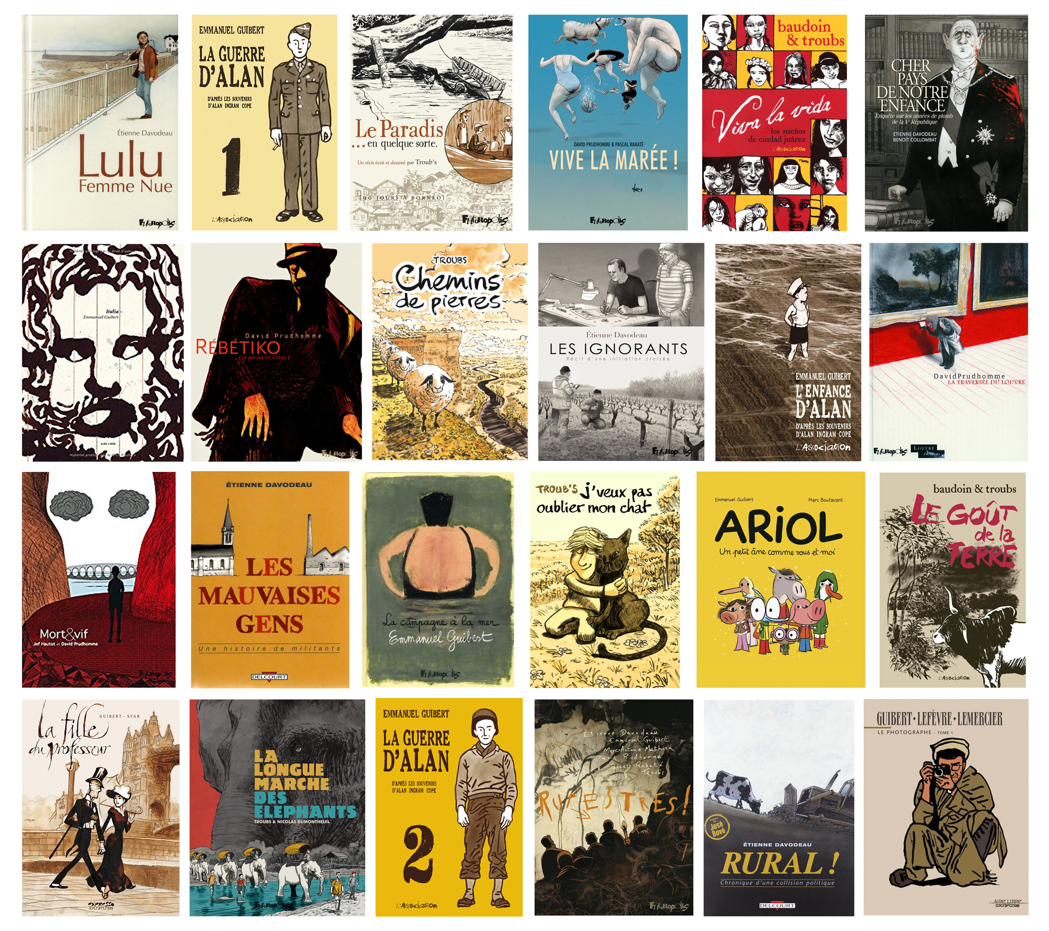 GUIBERT / DAVODEAU / PRUDHOMME / TROUBS - montage mosaique couvertures